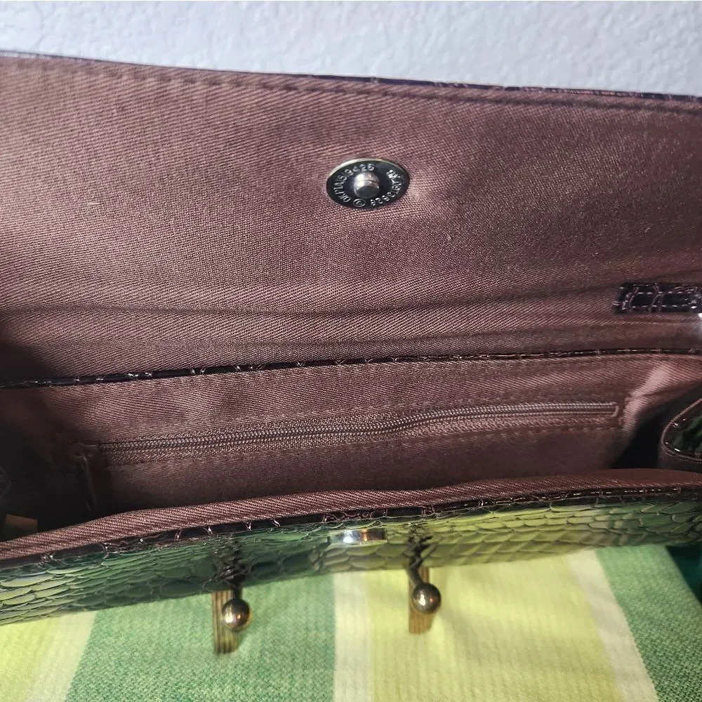 NWT Tianni Brown Faux Crocodile Leather Handbag Clutch